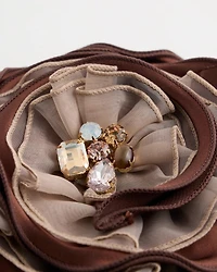 Neutral Bejeweled Flower Brooch