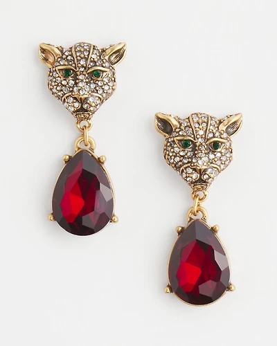 Jaguar Red Faceted Drop Earrings