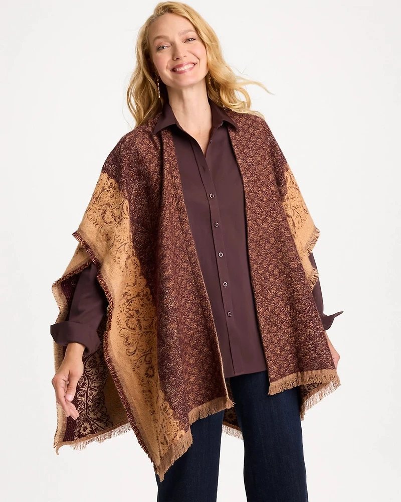 Paisley Fringe Reversible Ruana