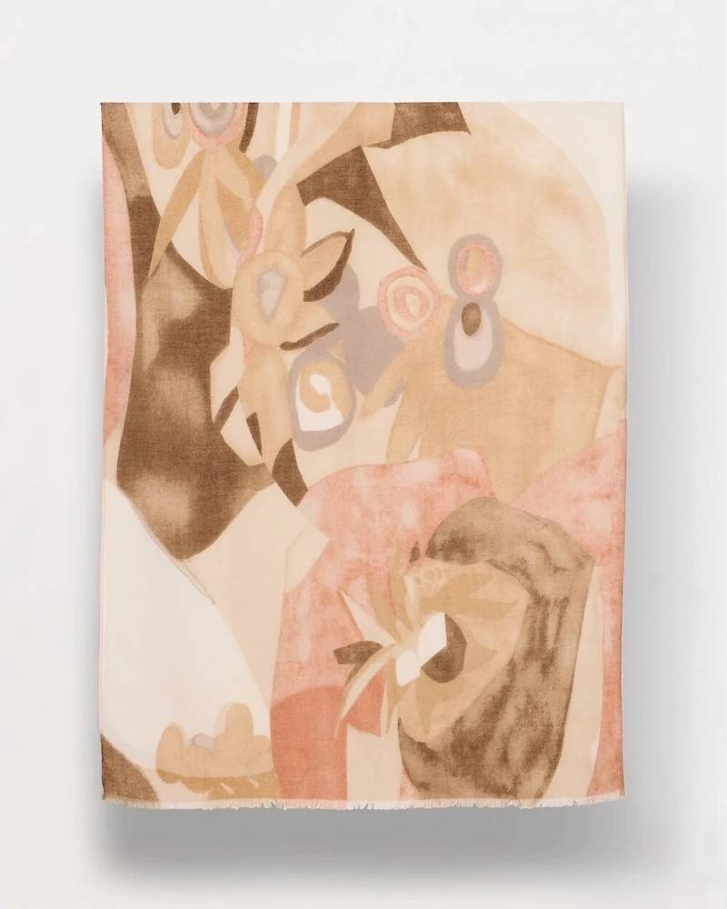 Neutral Floral Oblong Scarf