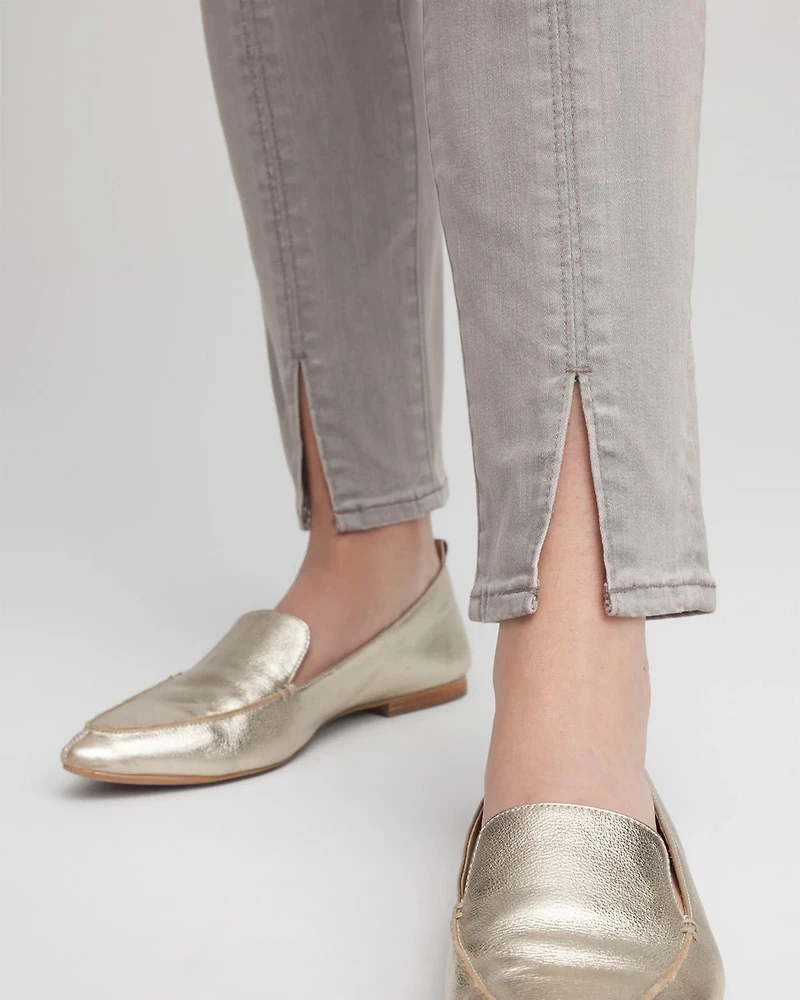 Silver Pull-On Slim Ankle Jeggings