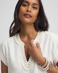 Linen Embellished Cap Sleeve Dress