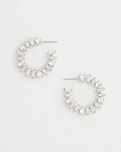 Silvertone Front-to-Back Hoop Earrings