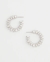 Silvertone Front-to-Back Hoop Earrings