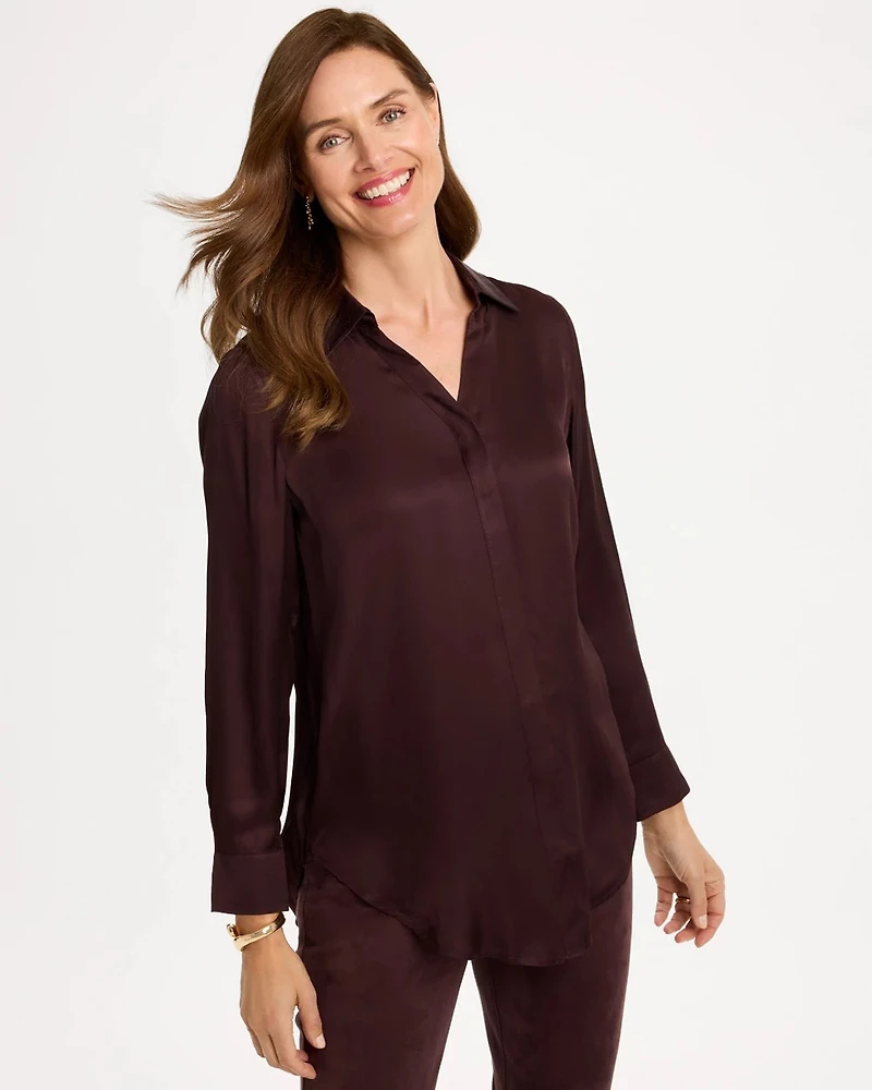 Satin Y-Neck Tunic