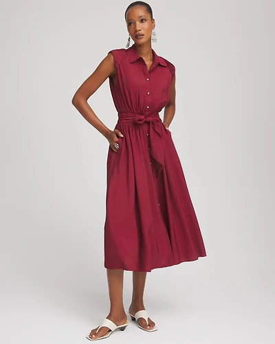 Smocked-Waist Shirtdress