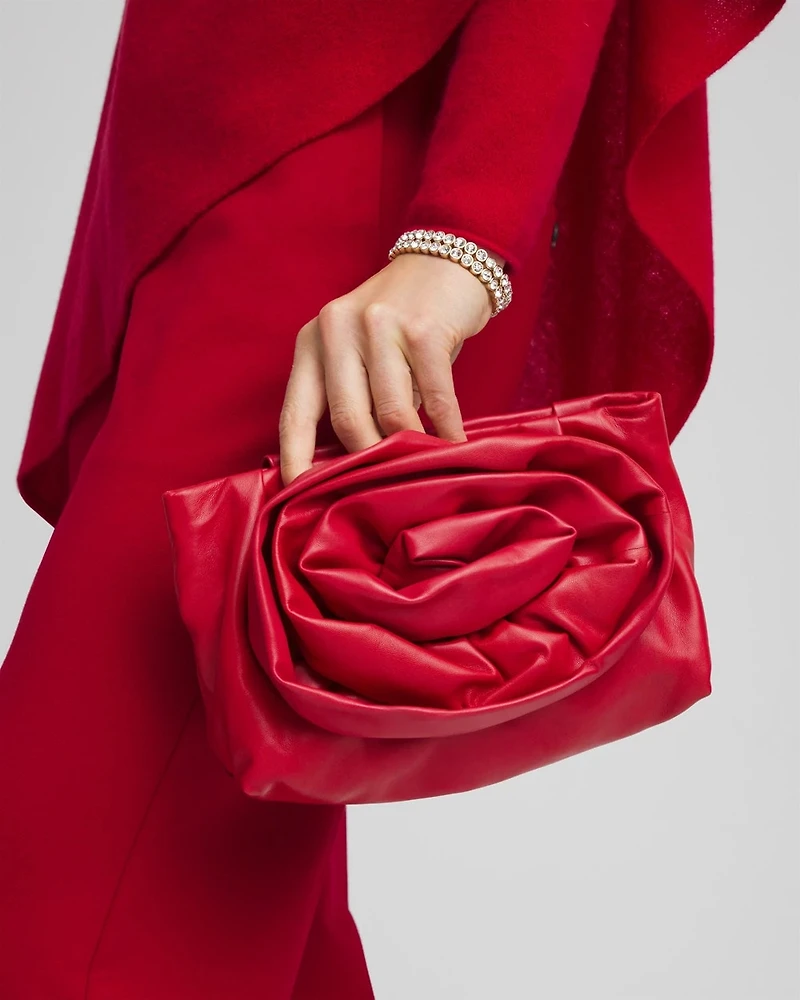 Red Leather Rose Clutch