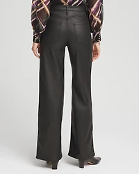 High Rise Wide Leg Coated Denim Jeans