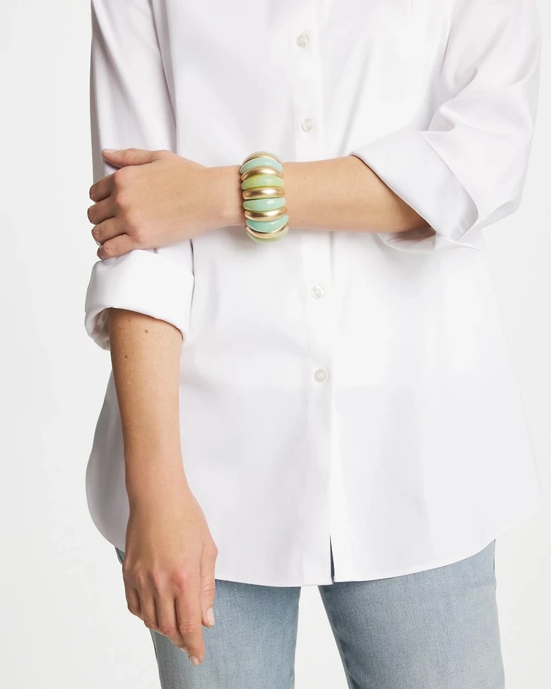 Aqua and Gold Stretch Bracelet