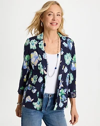 Printed Slub Knit Blazer
