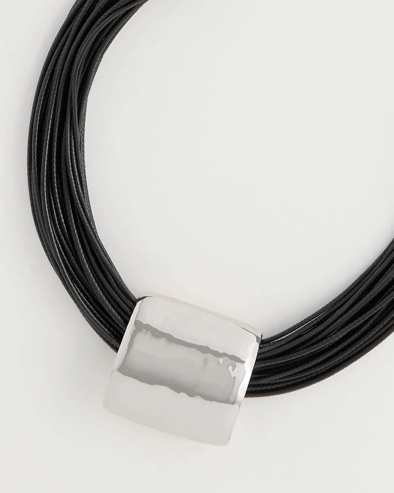 Short Reversible Pendant Corded Necklace