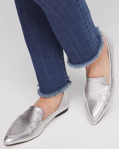 Silver Metallic Leather Loafer