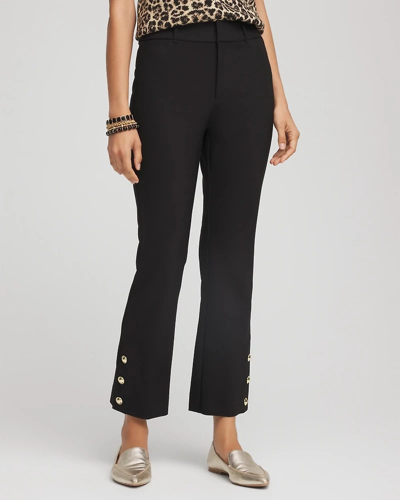 Bi-Stretch Flared Button-Hem Cropped Pants