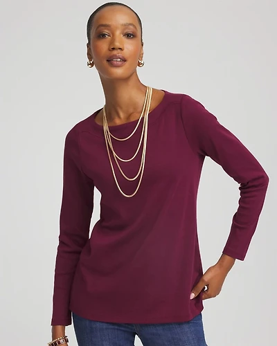 Stretch Cotton Boatneck Tunic