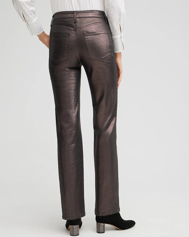 High Rise Coated Straight Jeans