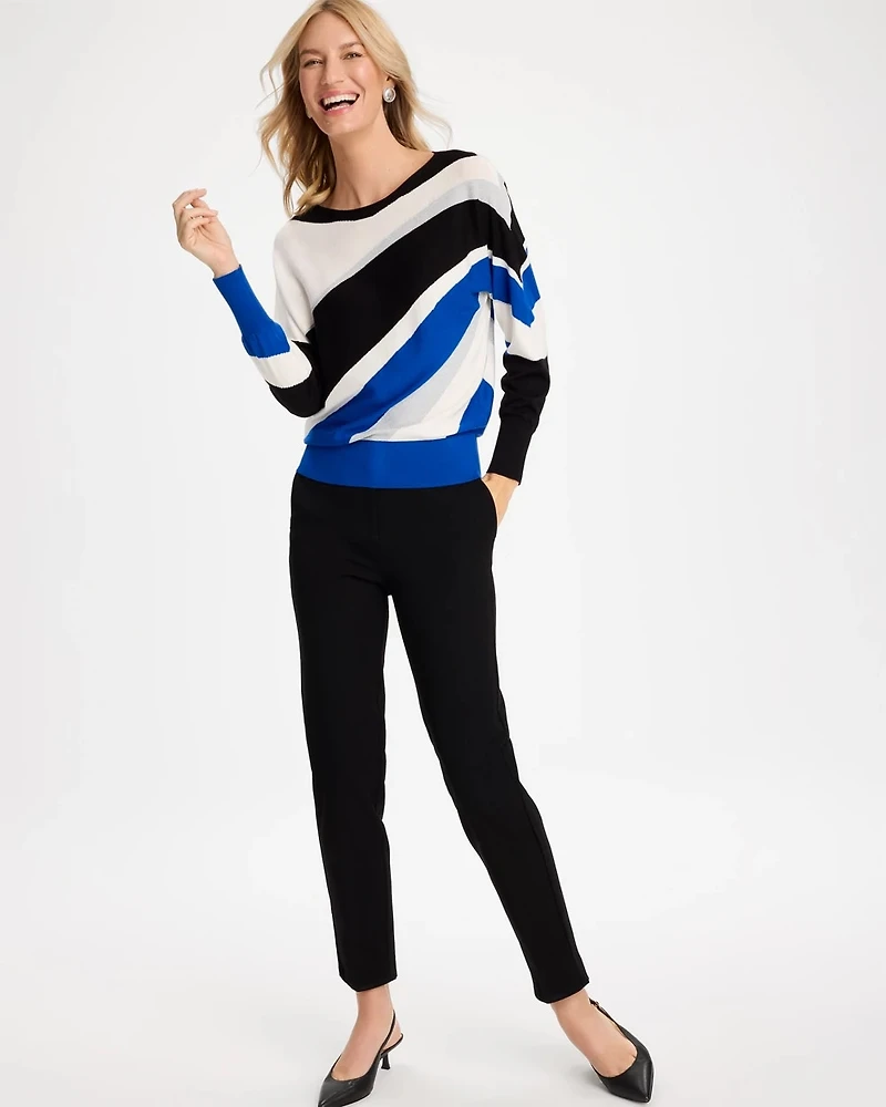 Intarsia Bateau Dolman Pullover Sweater