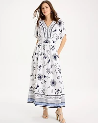 Slub Flutter-Sleeve Vacation Dress