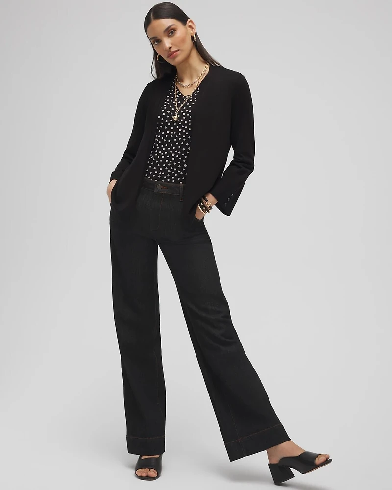 Spun Rayon Flare Sleeve Cardigan