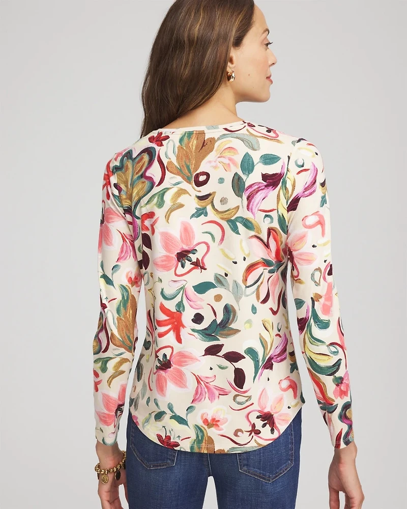 Floral Touch of Cool™ V-Neck Layering Tee