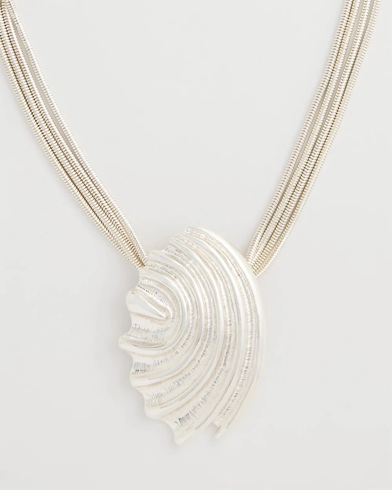 Silvertone Shell Pendant