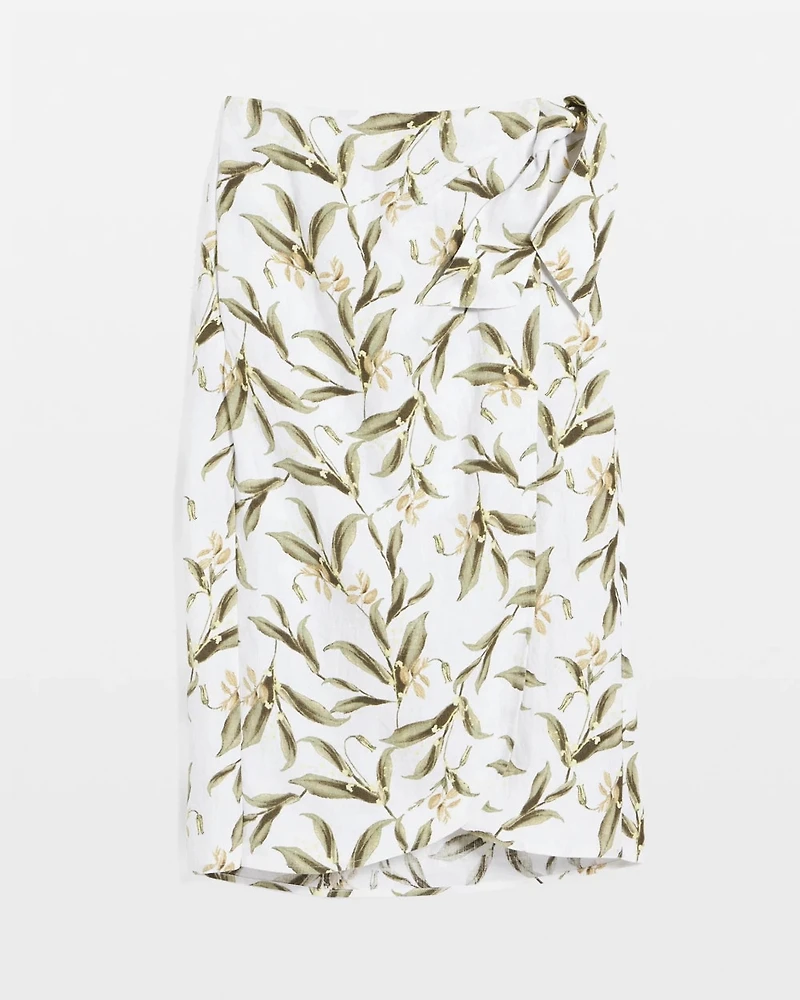 Linen Midi Wrap Skirt