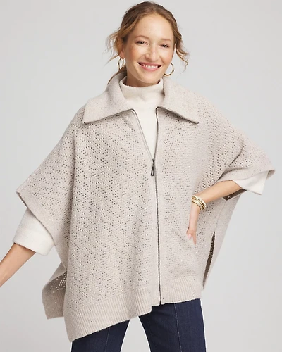 Zip-Front Collared Ruana