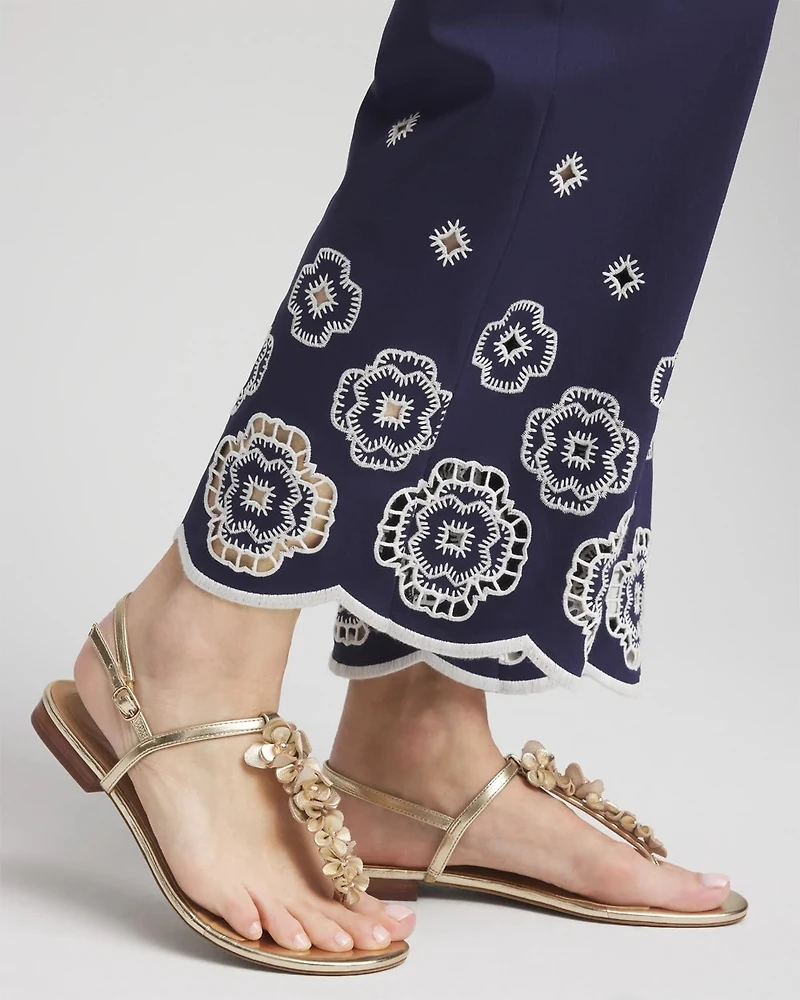 Brigitte™ Embroidered Wide-Leg Cropped Pants