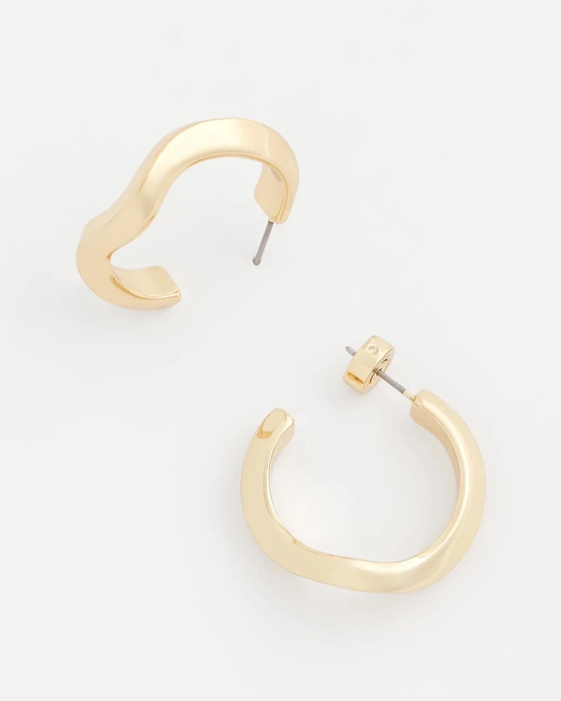 Gold Wavy Hoop Earrings