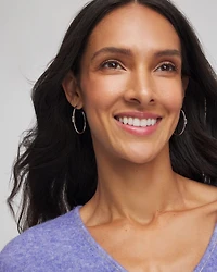 Silver Oval Hoop Earrings