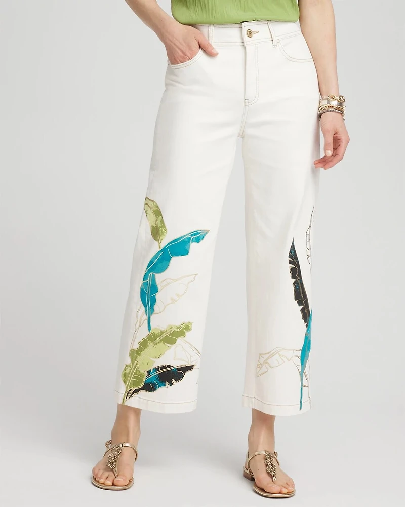 Tropical Wide Leg Cropped Trouser Jeans