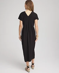 Silk-Twill Popover Midi Dress