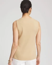 Sleeveless V-Neck Button Tank