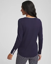 Ella Tipped V-Neck Pullover Sweater