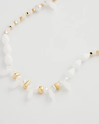 White Beaded Single Strand Necklace