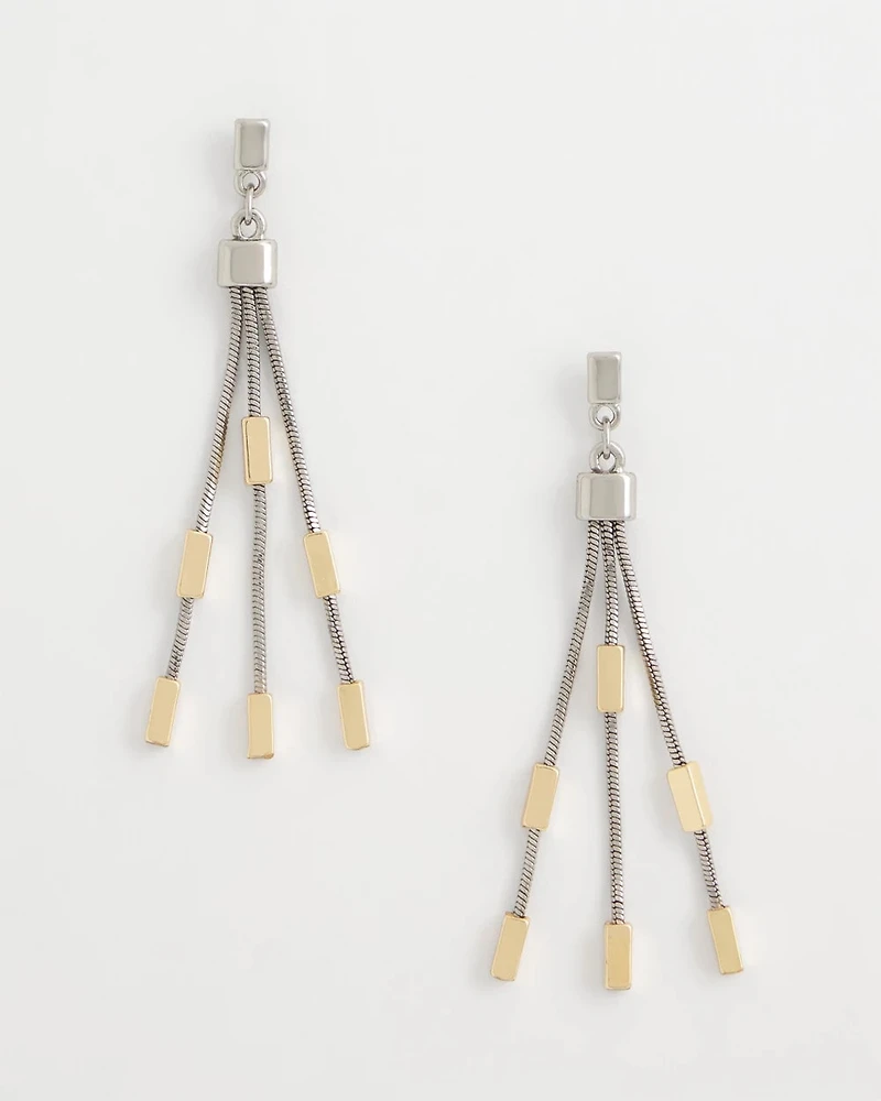 Mixed Metal Linear Earrings