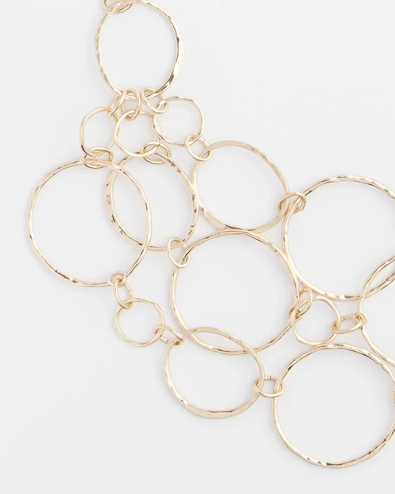 Short Goldtone Multi-Strand Link Necklace