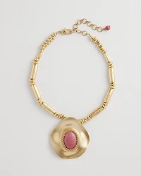 Golden Rhodonite Stone Pendant Necklace