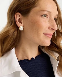 White Pearl Bunny Stud Earrings