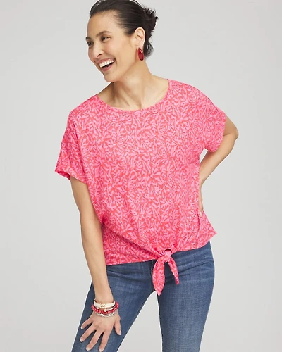 Linen Reef Tie Front Tee