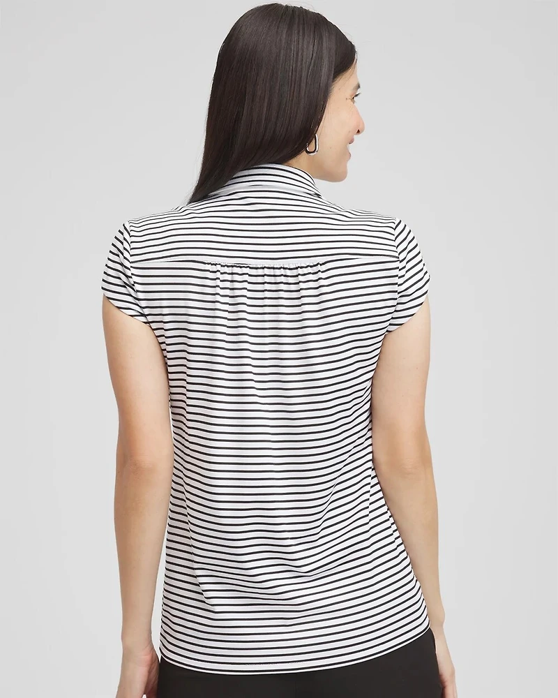 Zenergy® UPF Stripe Cap Sleeve Polo