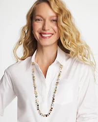 Mixed Metal Long Single Strand Necklace