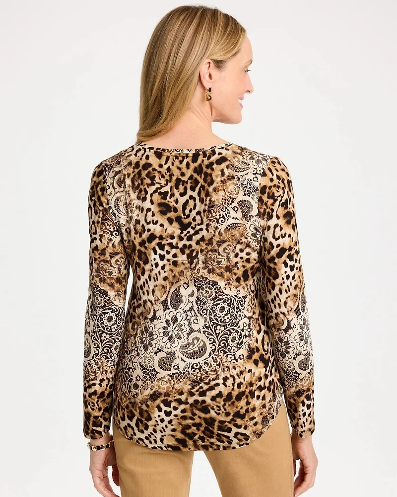 Touch of Cool™ Cheetah V-Neck Layering Tee