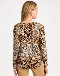 Touch of Cool™ Cheetah V-Neck Layering Tee