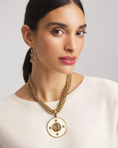 White Enamel Pendant Necklace