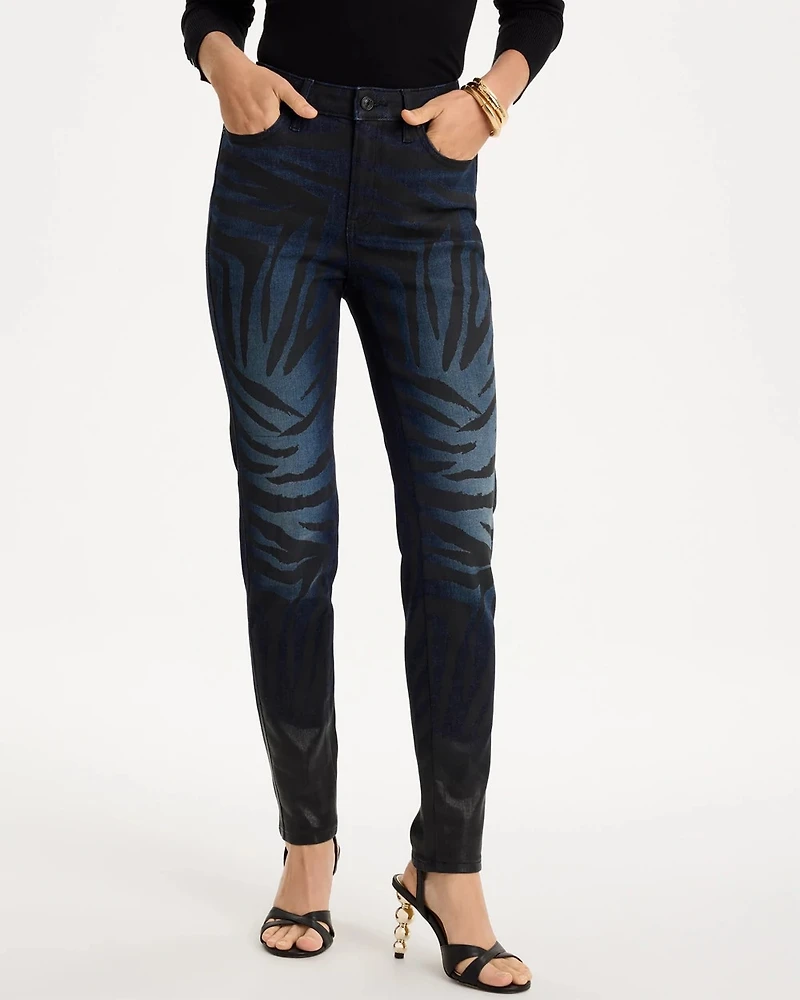 Ombre Zebra Animal Skinny Ankle Jeans