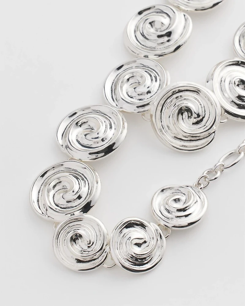 Silver Tone Pebble Y-Drop Necklace