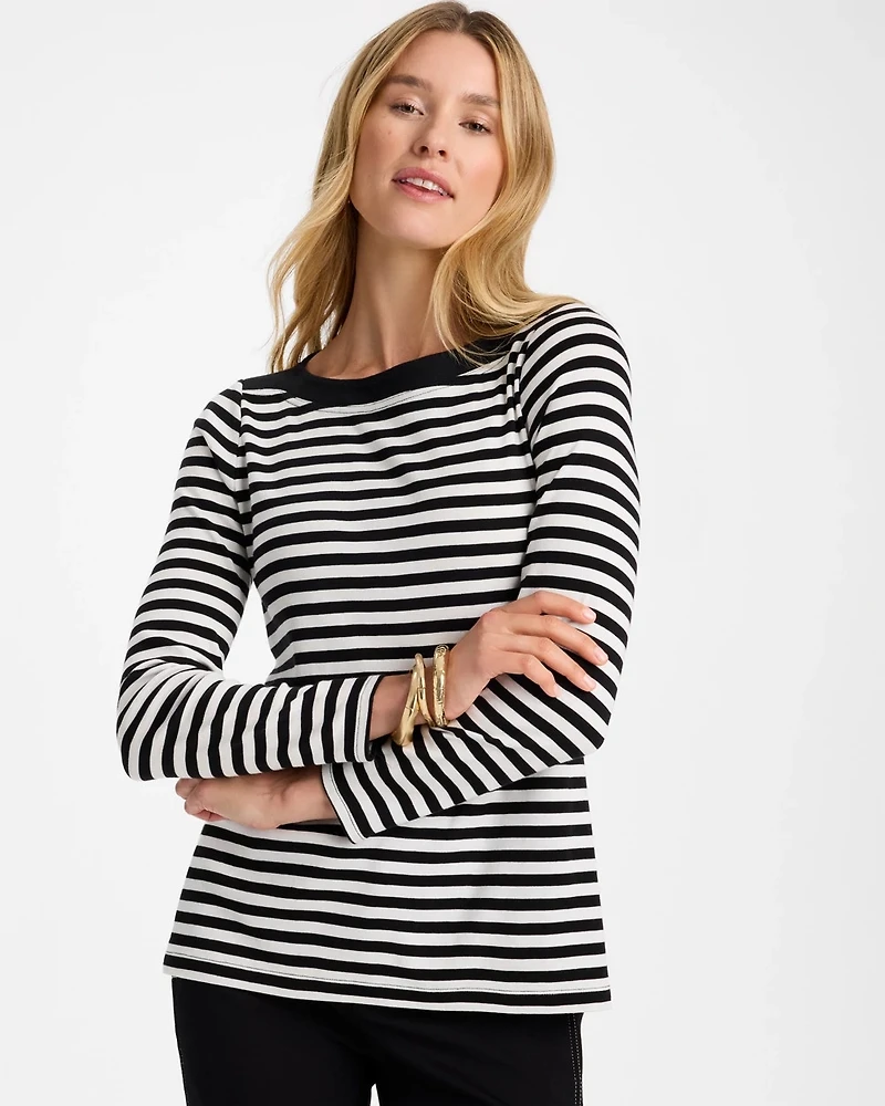 Striped Pima Cotton Boatneck Tee