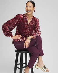 Velvet Blouson Sleeve Blouse