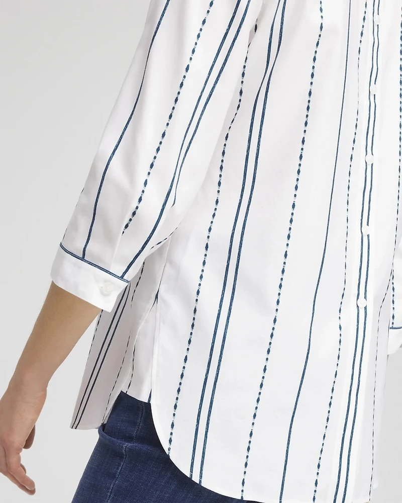 No Iron™ Striped Buttonback Stretch Tunic