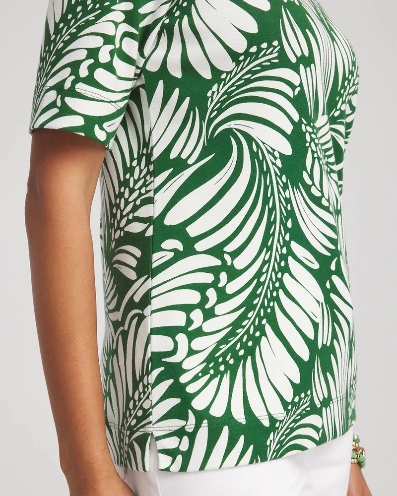 Palm-Frond-Motif Classic-Fit Pima Tee